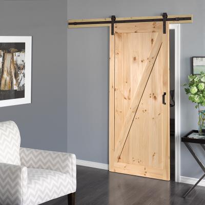 China Modern Solid Z-Core Frame Pine Interior Barn Door Soft Narrow Slab With Hardware Kit for sale