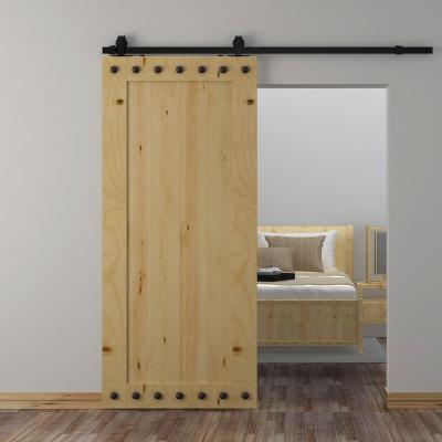 China Modern Factory Slab Pine Custom Barn Door With Decorative Hardware for sale