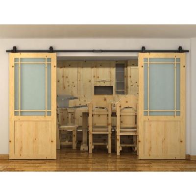 China Modern flat surface with 1 panel inextricable unfinished prairie style glass barn door interior slab and 9 lite panel with sliding door hardware for sale