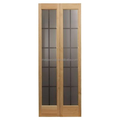 China Modern Glass Reversible Wood Bi-Fold Interior Door for sale