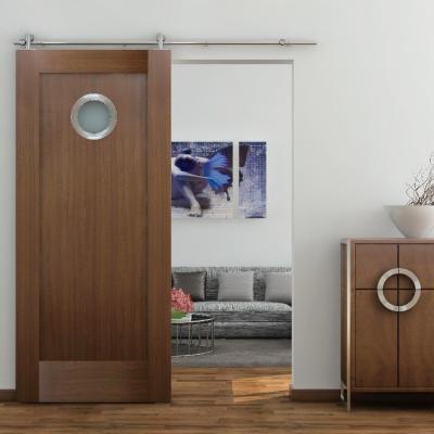 China Knotty Pine Modern Sliding Interior Wooden Door With Glass Design for sale