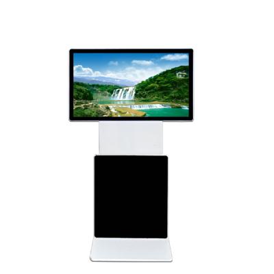 China Indoor Touch Screen Advertising Display WiFi Floor Standing Digital Signage With 360 Degree Rotating Kiosk for sale