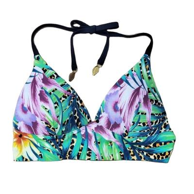 China Adjustable Breathable Basic Printed Colorful Halter Push Up Bra Bikini Top And String String For Women Swimwear Swimsuit for sale