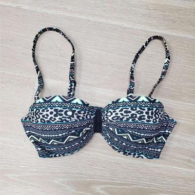 China Women's Push Up Bandeau Breathable Swimwear Printed Nylon Spandex Breathable Bikini Top for sale