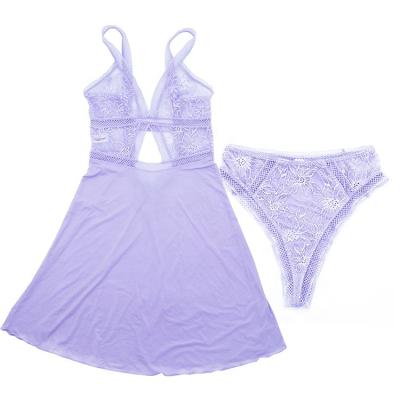 China High Quality Sexy Women's Breathable Pajamas Sets Floral Lace Breathable Nightgowns For Women Garment Underwear Sets for sale