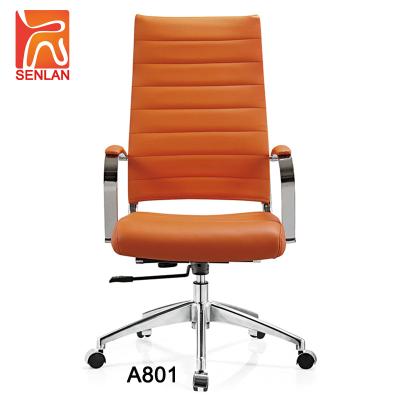 China Ergonomic Modern Leather Office Chair Executive Back Orange Leather High Swivel Chair A801-1B for sale