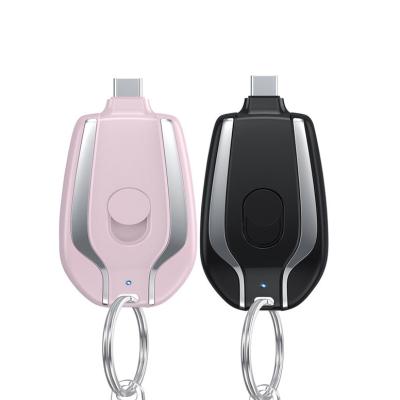 China Quick Type C Finger ABS Emergency Charger Portable Pod Charging Support 1500mAh Key Chain Power Bank Mini Power Bank for sale