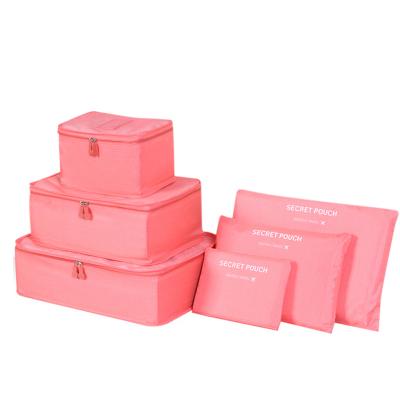 China Hot Sale Sustainable Clothes Tidy Organizer Pouch Suitcase 6pcs Travel Pink Color Breathable Mesh Bag Clothing Arrangement Storage Bag for sale