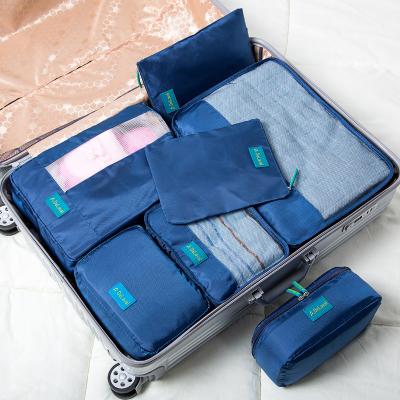 China Wholesale Fashion Polyester Large Capacity Travel Bags Lightweight Organizer 7pcs Set Packing Cube Sets Travel Pouch Bags for sale