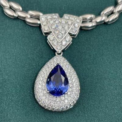 China CZ-Korund blaue Sapphire Stone Pendant Round Shape für Freundin zu verkaufen