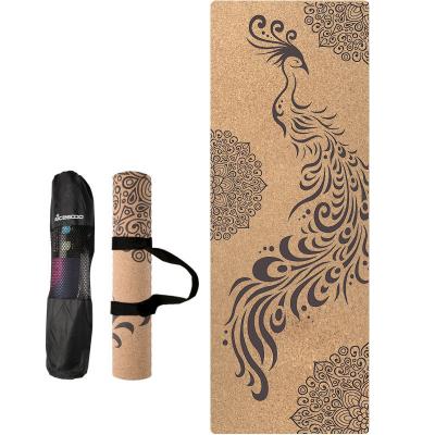 China Organic Cork & Natural Rubber Organic Cork And Natural Rubber/TPE Premium Quality Eco Custom Printing Fitness Yoga Mat for sale