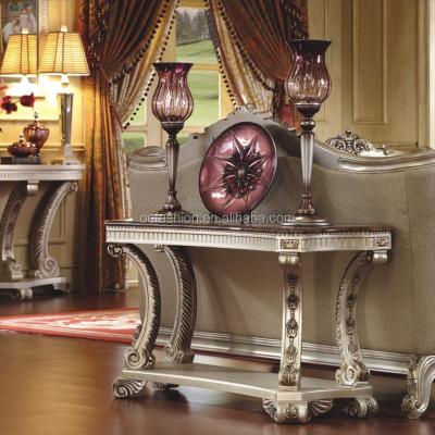 China Environmental friendly luxury french silver console table for hallway /hand carving low foyer console table/royal side table for sale