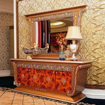 China OE-FASHION Environmental friendly French style Ornate Wall Table Console with mirror foyer luxury console table for sale