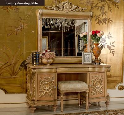 China European luxury solid wood wooden dressing table with mirror in bedroom furniture for sale