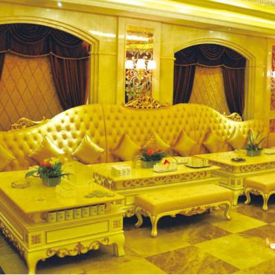 China BAR SET OE-FASHION Customized Luxury European Style KTV Bar Nightclub Sofa Yellow Leather Furniture for sale