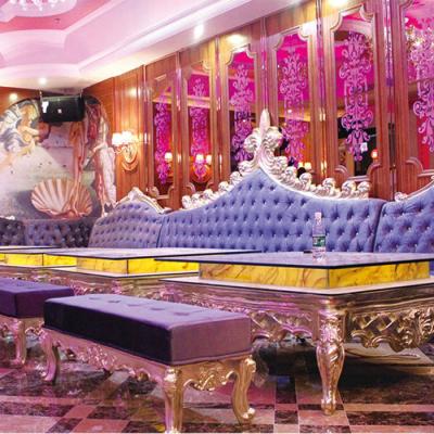 China BAR SET OE-FASHION customized luxury european style fabric wine bar night club sofa light blue furniture for sale