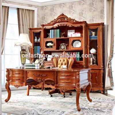 China OE-FASHION Eco-friendly Luxury Wooden Bookcase With Study Table Home Office Furniture for sale