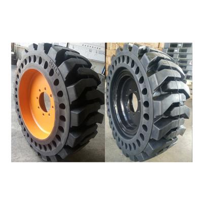 China Solid Natural Rubber OTR 10x16.5 12x16.5 Factory Price Skid Steer Loader Solid Cheap Tires With Rims for sale