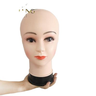 China With Wig Wholesale Skin color Styrofoam Mannequin Head with Female Face Bald Mannequin Head for Making Wigs for sale