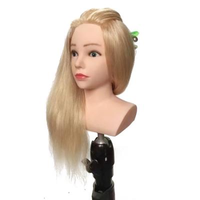 China Cosmetology Mannequin Heads New Design Maniquies Women Fashion Design 613 Blonde Color Human  Hair Training Head With Shoulder Make Up Mannequin Head for sale