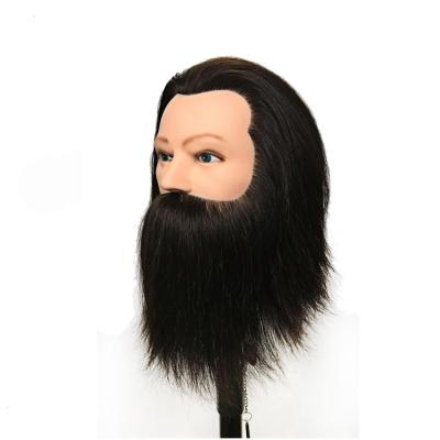 China Straight hair Wholesale Hair Doll Human Hair Hairdresser Training Head Hairdressing Human Hair Male Mannequin Head With Beard for sale