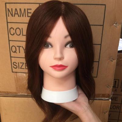 China Cosmetology Mannequin Heads High Quality Brown 16inch Training Head Manikin Cosmetology Doll Head Mannequin Training Head With Human Hair for sale