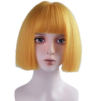 China New Fashion Short Straight High Quality Full Headwear High Temperature Synthetic Filament Chemical Fiber Hair Wigs Hair Wig for sale