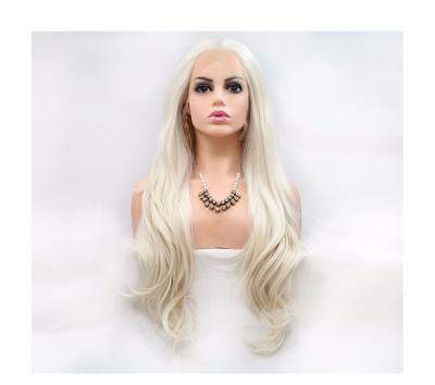 China FRENCH LOOP Hot Selling Manufacturer New Fashion Full Professional Headwear Can Be Ironed And Dyed Synthetic Hair Wigs Gold To Lace Wigs for sale