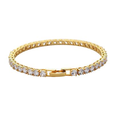 China Gold Rose Gold Silver Hiphop 3mm Zircon Tennis Bracelet Ladies Bracelet for sale