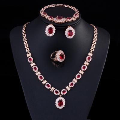 China Other hot selling European and American ladies high-end wholesale wholesale jewelry zircon bridal set for sale