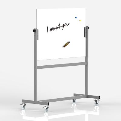 China Available Customizable Mobile Reversing Double Sided Magnetic Glass Whiteboard Floor Suitable For Office School Magnetic Whiteboard for sale