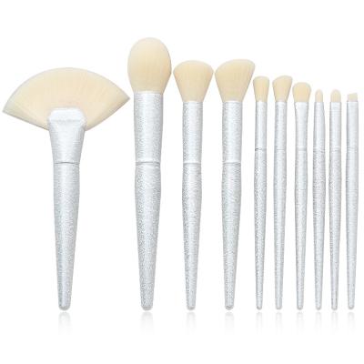 China Angular Blush Factory Supply Laser Handle Fan Safe Unique Makeup Brush Popular White Makeup Brushes Maquillaje Makeup for sale