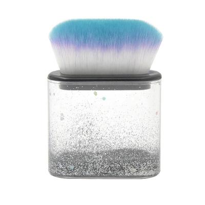 China Angular Blush New Handle Transparent Crystal Empty Powder Blush Brush DIY Brush Sequin Quicksand Makeup Brush Simple Private Label for sale