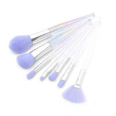 China Angular Blush Handle Beauty Brush Blush Eye Contour Makeup Brush Tools Cosmetic Novice 7pcs Crystal Synthetic Hair for sale