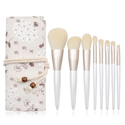 China Angular Blush 8 Pcs Synthetic Fiber Brush High Quality Logo Cosmetics Makeup Tool Custom Brush for sale