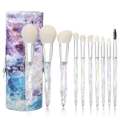 China Angular blush 2021 high quality gradient hot sale 10 transparent synthetic hair makeup set brush Crystal Beauty Brush Diamond Handle for sale