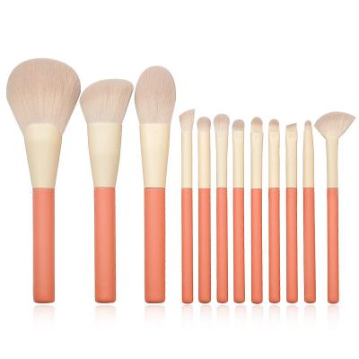 China Angular Blush High Quality Wholesale Luxury Custom Logo Wood Women Makeup Brush Set for sale