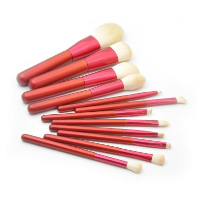 China Angular Blush Makeup Brush Rod 12pcs Wooden Beauty Crush Storage Cosmetics Brushes Brushes Pink for sale