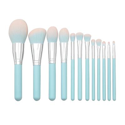 China Angular Blush Low Price Private Travel 12 Pcs Set Professional Fan Brush Smudge Brush Makeup Cosmetic Brushes for sale