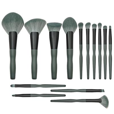 China Angular Blush 14 Pieces Customized High Quality Professional Cosmetic Helix Shaped Facial Brush Synthetic Hair Brush Set Makeup for sale