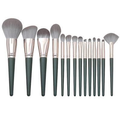 China Angular Blush Makeup Tools 14 Super Soft Hair Beauty Set Brush OEM High Quality Full Set With PU Bag for sale