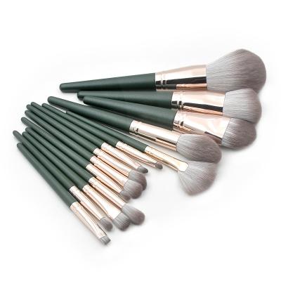 China Angular Blush Private Label Synthetic Fiber Brush 14pcs Wholesale High Quality Cosmetic Professional Makeup Brush Set for sale