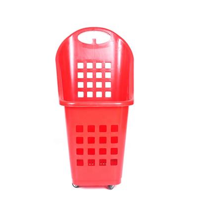 China 70L Plastic Supermarket Storage Shopping Rolling Basket Eco - Friendly for sale