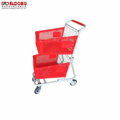 China Eco - Friendly Shopping Cart Supermarket Trolley Trolley With Double Level for sale