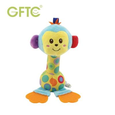 China Milk Teeth Raising OEM Early Animal Shape Baby Toy GFTC Colorful Silicone Teether Baby Rattle Toys for sale