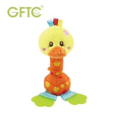 China Milk Teeth Raising Early White Card Custom Cute Animal Stick Baby Toy GFTC BPA Baby Teether Rattle Soft Toys for sale