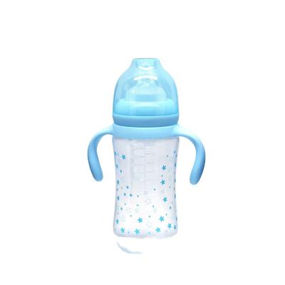 China BPA Factory Eco-Friendly Baby Milk Silicone Wide-neck PP Free Baby Bottle With Handle for sale