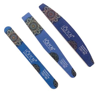 China Nail Care Custom Printed Korean Sandpaper 100/180 Blue Logo Nail File for sale