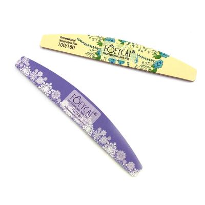 China Nail Care Nail Form Tool Custom Nail File Printed 100/100 180/180 Yellow Korean Sandpaper for sale