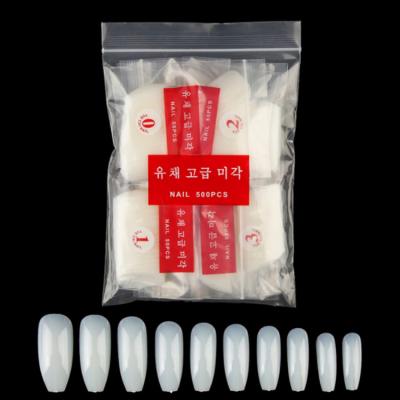 China Wholesale 500pcs/bag Full Cover Flexibility Ballet Coffin Medium False Nail Tips Plastic Artificial Nail for sale